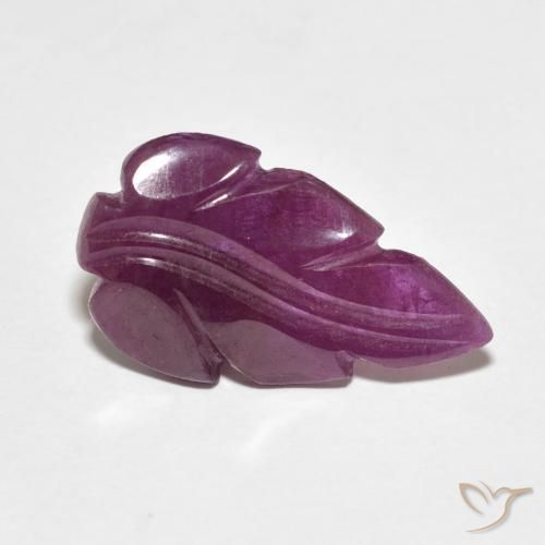 3.49 ct Purple Ruby Stone, Natural Ruby in Carved Leaf Shape for Sale