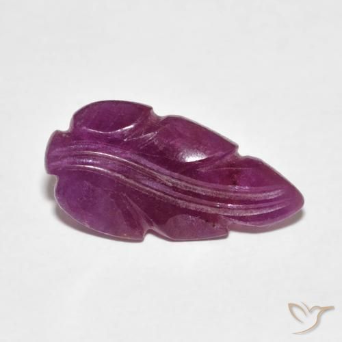 3.23 ct Purple Ruby Stone, Natural Ruby in Carved Leaf Shape for Sale