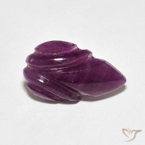 3.83 ct Purple Ruby Stone, Natural Ruby in Carved Leaf Shape for Sale