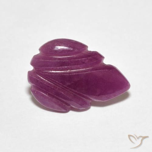 1.66 ct Purple Ruby Stone, Natural Ruby in Carved Leaf Shape for Sale