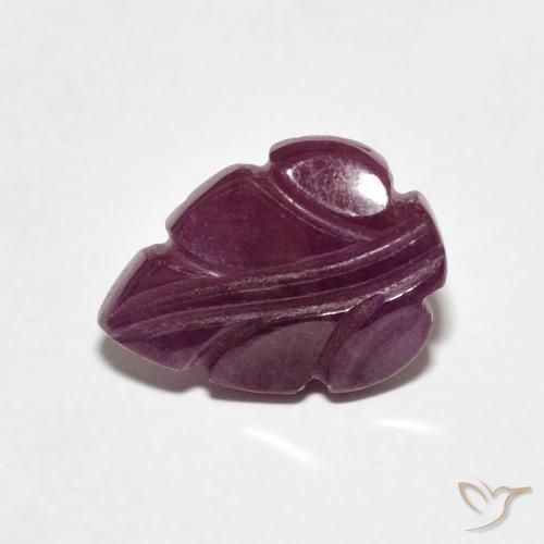 2.93 ct Purple Ruby Stone, Natural Ruby in Carved Leaf Shape for Sale