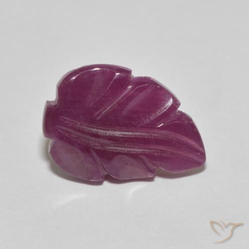 4.95 ct Purple Ruby Stone, Natural Ruby in Carved Leaf Shape for Sale