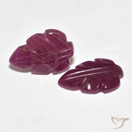 5.53 ctw Red Ruby Stones, Natural Ruby in Carved Leaf Shape for Sale