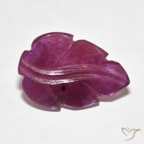 2.93 ct Purple Ruby Stone, Natural Ruby in Carved Leaf Shape for Sale