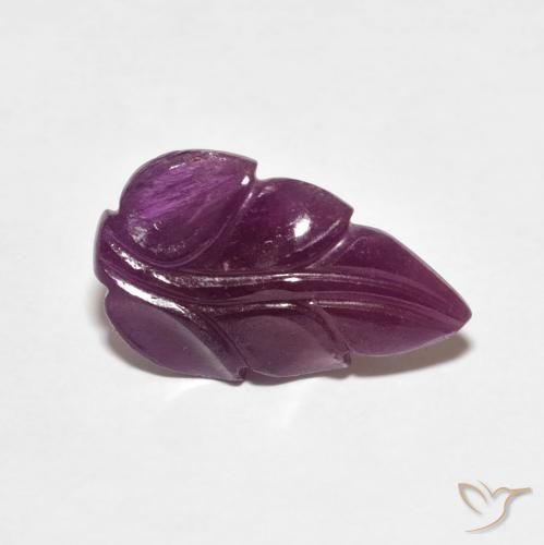 3.39 ct Purple Ruby Stone, Natural Ruby in Carved Leaf Shape for Sale