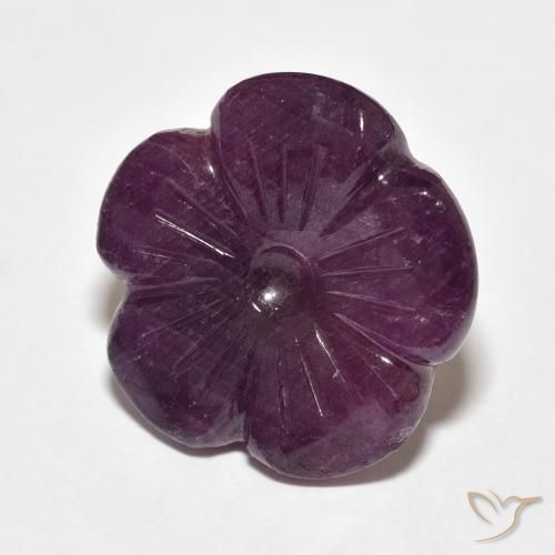 13.78 ct Purple Ruby Stone, Natural Ruby in Carved Flower Shape for Sale