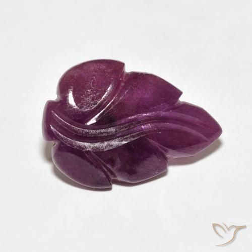 6.46 ct Purple Ruby Stone, Natural Ruby in Carved Leaf Shape for Sale