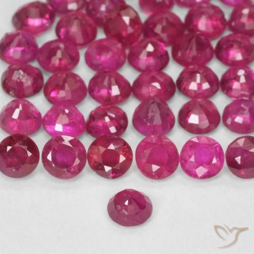 Ruby Gemstones in 2.9 mm (calibrated) Size for Sale, Ruby Stones in Pinkish Red Color