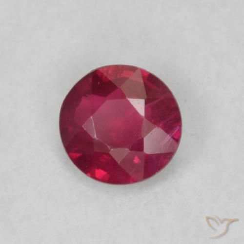 0.19 ct Red Ruby Stone, Natural Ruby in Round Facet Shape for Sale