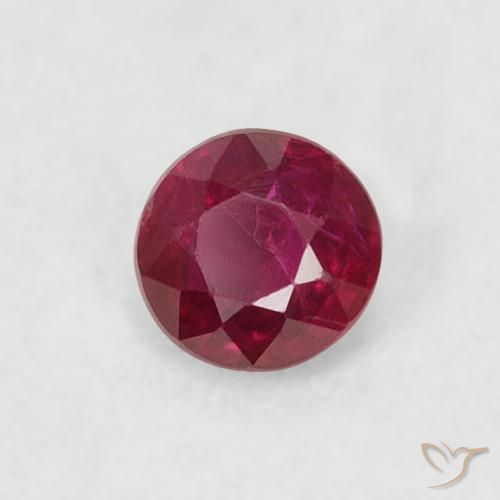 0.21 ct Red Ruby Stone, Natural Ruby in Round Facet Shape for Sale