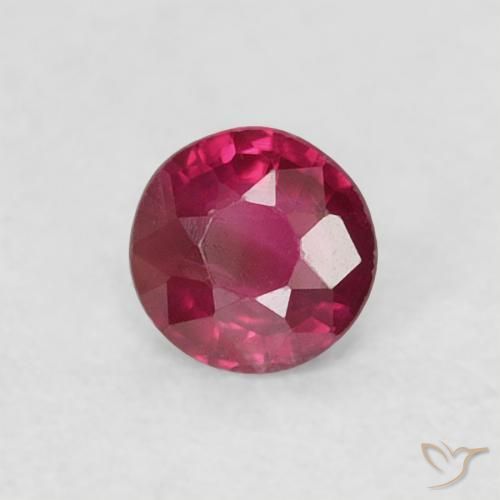 0.19 ct Red Ruby Stone, Natural Ruby in Round Facet Shape for Sale