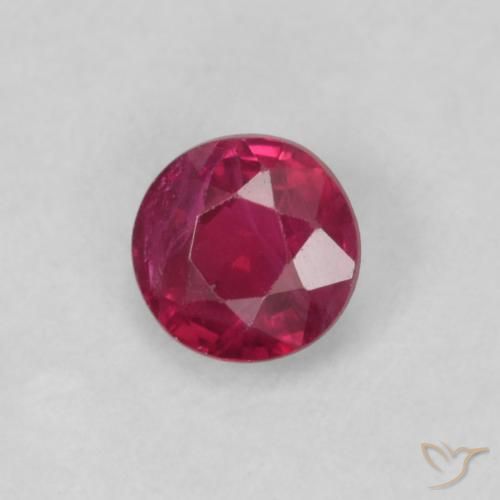 0.21 ct Red Ruby Stone, Natural Ruby in Round Facet Shape for Sale