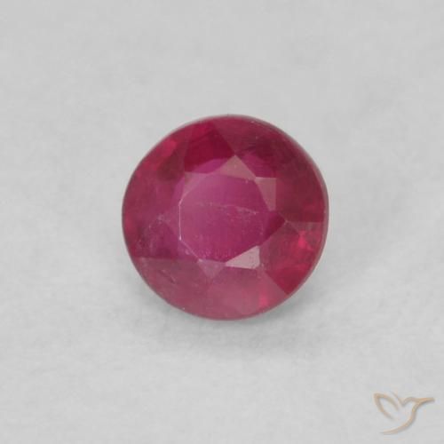 0.21 ct Red Ruby Stone, Natural Ruby in Round Facet Shape for Sale
