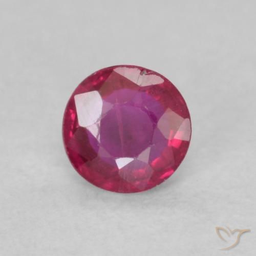 0.24 ct Red Ruby Stone, Natural Ruby in Round Facet Shape for Sale
