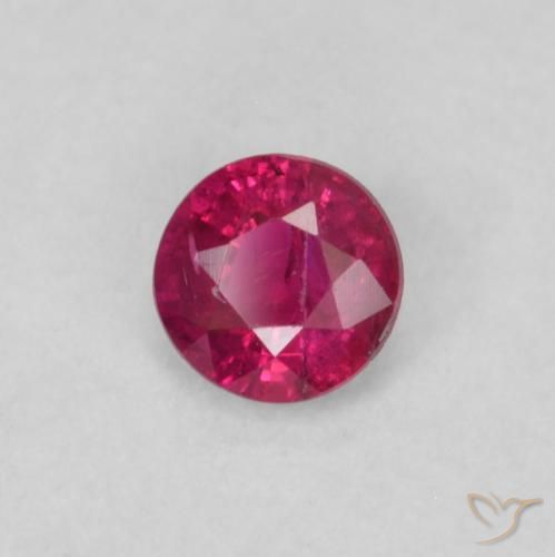 0.19 ct Red Ruby Stone, Natural Ruby in Round Facet Shape for Sale
