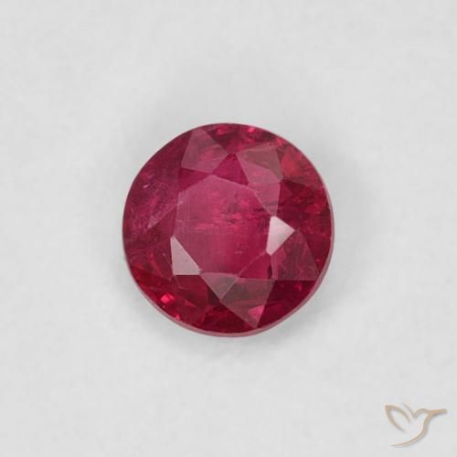 0.22 ct Red Ruby Stone, Natural Ruby in Round Facet Shape for Sale