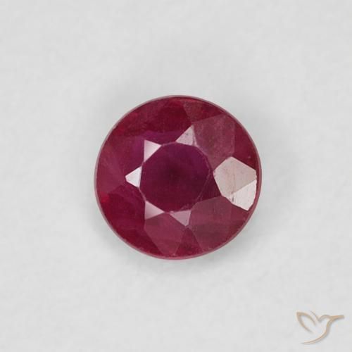 0.22 ct Red Ruby Stone, Natural Ruby in Round Facet Shape for Sale
