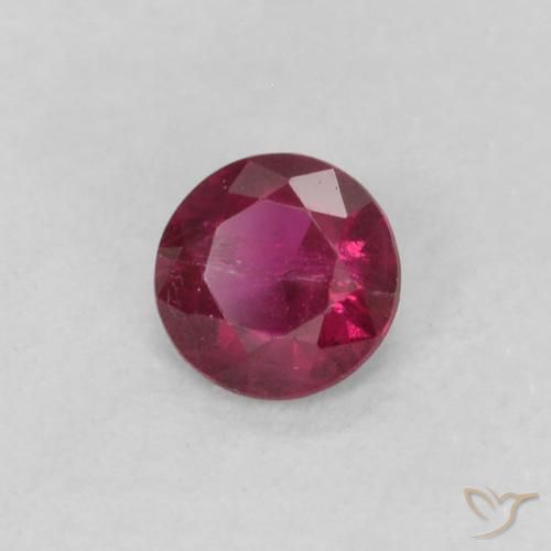 0.18 ct Red Ruby Stone, Natural Ruby in Round Facet Shape for Sale