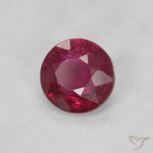 0.21 ct Red Ruby Stone, Natural Ruby in Round Facet Shape for Sale
