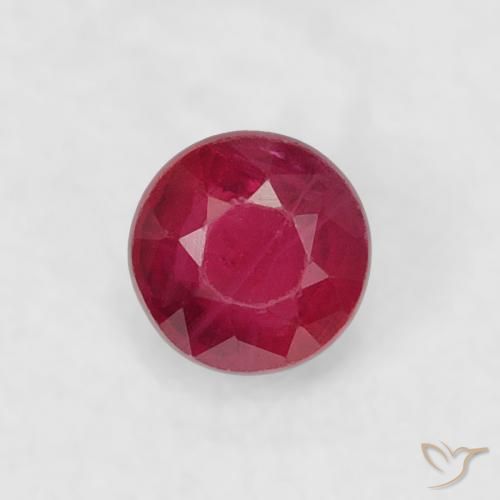 0.22 ct Red Ruby Stone, Natural Ruby in Round Facet Shape for Sale