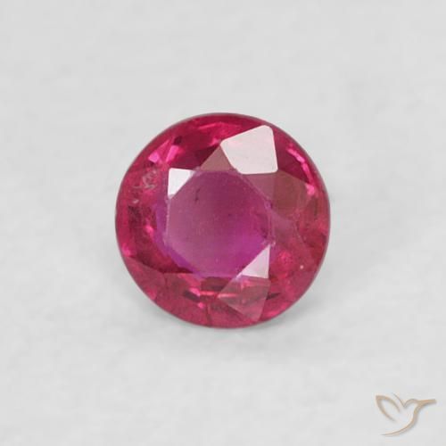 0.19 ct Red Ruby Stone, Natural Ruby in Round Facet Shape for Sale