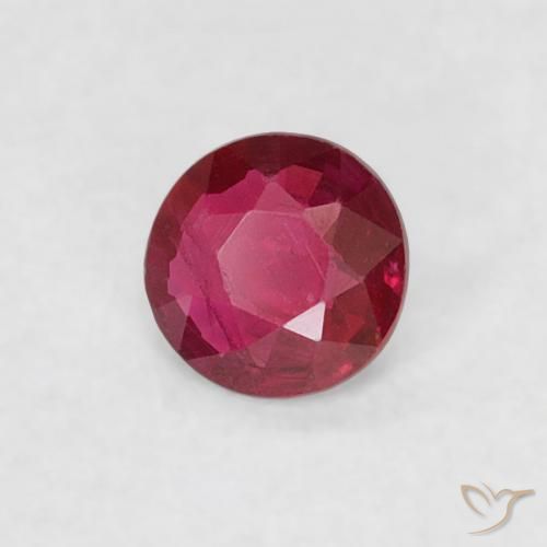 0.14 ct Red Ruby Stone, Natural Ruby in Round Facet Shape for Sale