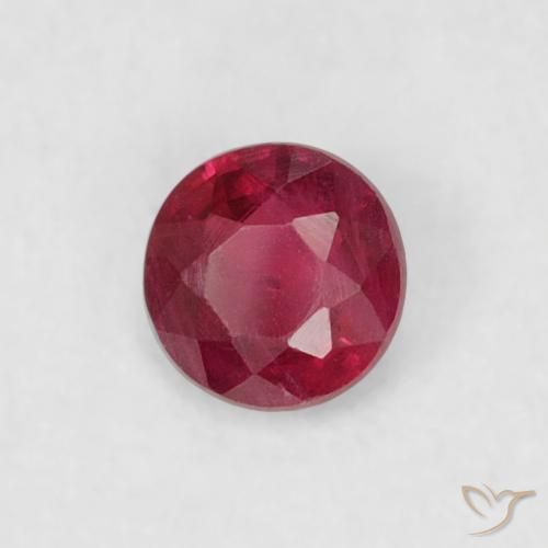 0.19 ct Red Ruby Stone, Natural Ruby in Round Facet Shape for Sale