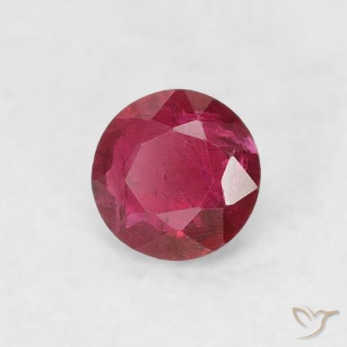 0.19 ct Red Ruby Stone, Natural Ruby in Round Facet Shape for Sale