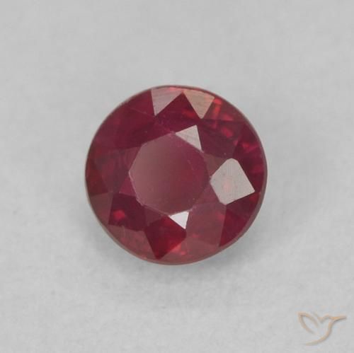 0.37 ct Red Ruby Stone, Natural Ruby in Round Facet Shape for Sale