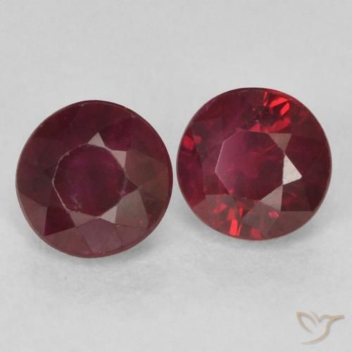 0.73 ctw Red Ruby Stones, Natural Ruby in Round Facet Shape for Sale
