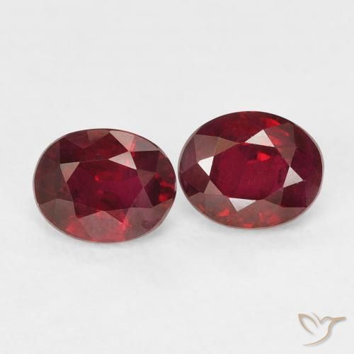 1.10 ctw Red Ruby Stones, Natural Ruby in Oval Facet Shape for Sale