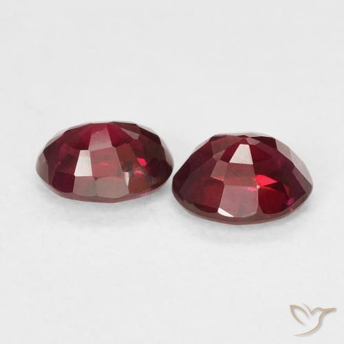 Ruby Gemstones in 5.2 x 4.2 mm Size for Sale, Ruby Stones in Bright Red Color