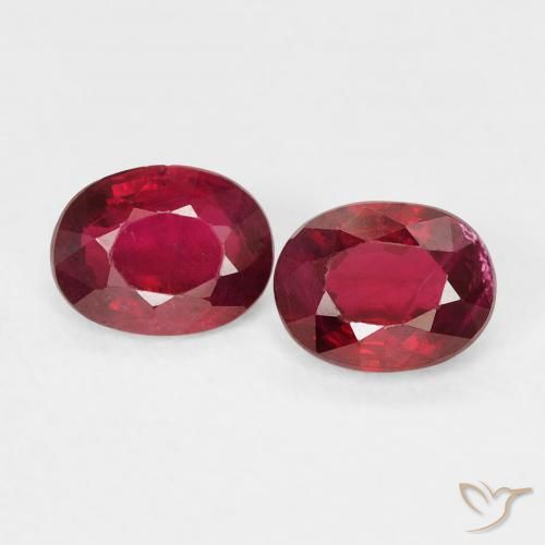 0.90ctw Natural Medium Red Rubies, Oval, VS-SI