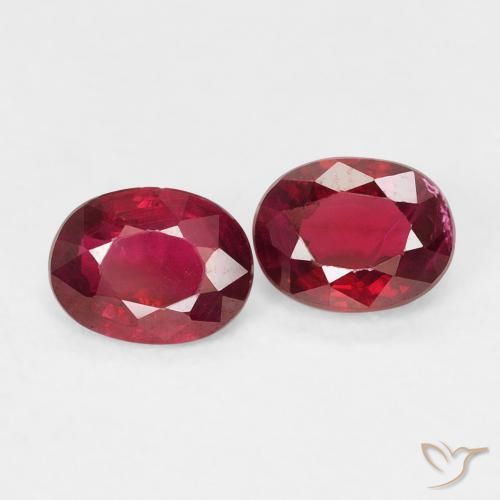 0.90 ctw Red Ruby Stones, Natural Ruby in Oval Facet Shape for Sale