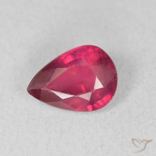 0.90ct Natural Light Red Ruby, Pear Shape, VS