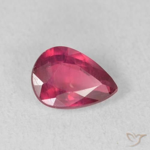 0.90 ct Red Ruby Stone, Natural Ruby in Pear Facet Shape for Sale