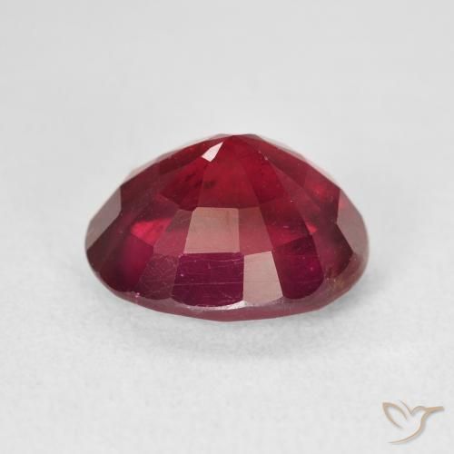 Ruby Gemstone in 12 x 10 mm (calibrated) Size for Sale, Ruby Stone in Medium Dark-Red Color