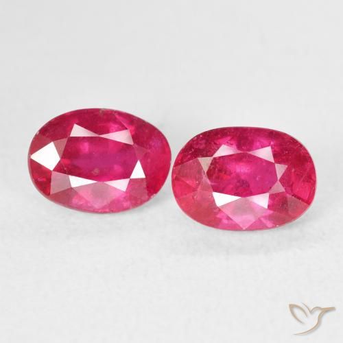2.82 ctw Pink Ruby Gemstones, Ruby Gems in Oval Facet Shape for Sale.