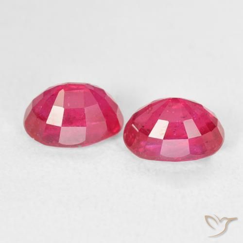 Ruby Gemstones in 7 x 5 mm (calibrated) Size for Sale, Ruby Stones in Medium Dark-Pink Color