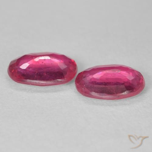 Ruby Gemstones in 8 x 6 mm (calibrated) Size for Sale, Ruby Stones in Medium Red Color