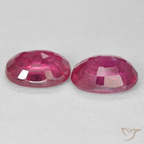 Ruby Gemstones in 8 x 6 mm (calibrated) Size for Sale, Ruby Stones in Pinkish Red Color
