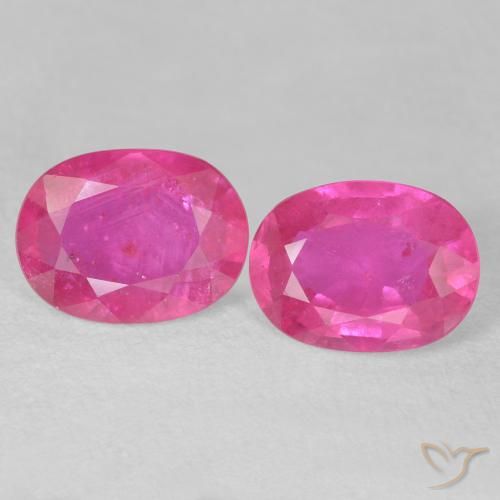 3.08ctw Natural Medium Dark-Pink Rubies, Oval, VS-SI