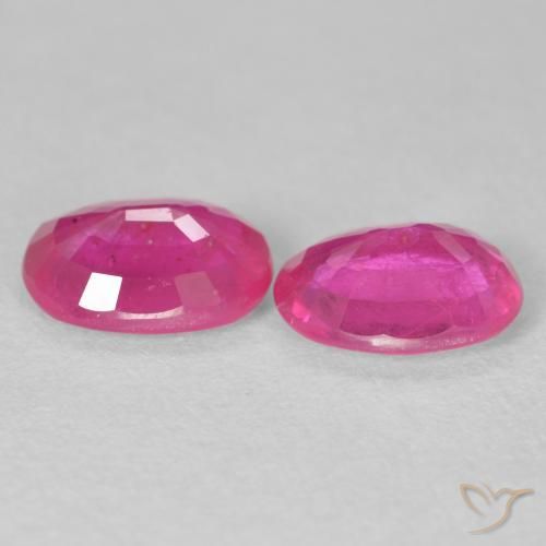 Ruby Gemstones in 8 x 6 mm (calibrated) Size for Sale, Ruby Stones in Medium Dark-Pink Color