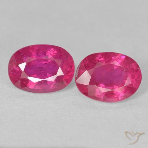 3.47 ctw Red Ruby Gemstones, Ruby Gems in Oval Facet Shape for Sale.