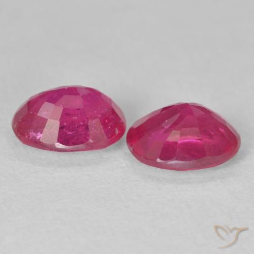 Ruby Gemstones in 8 x 6 mm (calibrated) Size for Sale, Ruby Stones in Pinkish Red Color