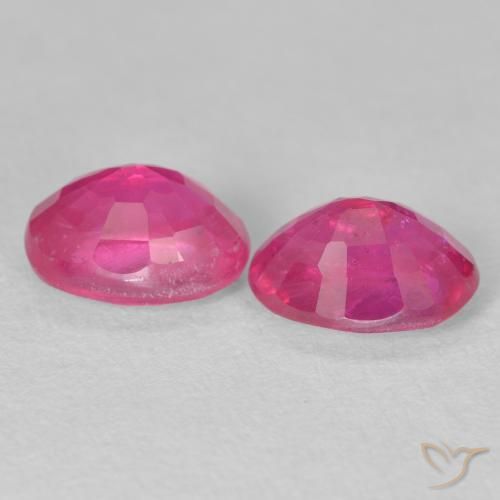 Ruby Gemstones in 8 x 6 mm (calibrated) Size for Sale, Ruby Stones in Medium Dark-Pink Color