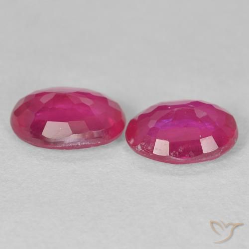 Ruby Gemstones in 8 x 6 mm (calibrated) Size for Sale, Ruby Stones in Reddish Pink Color