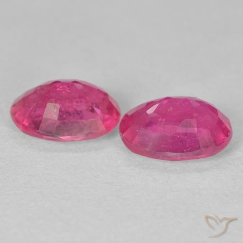 Ruby Gemstones in 8 x 6 mm (calibrated) Size for Sale, Ruby Stones in Hot Pink Color