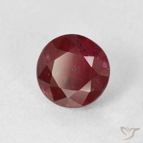 1.36 ct Red Ruby Stone, Natural Ruby in Round Facet Shape for Sale