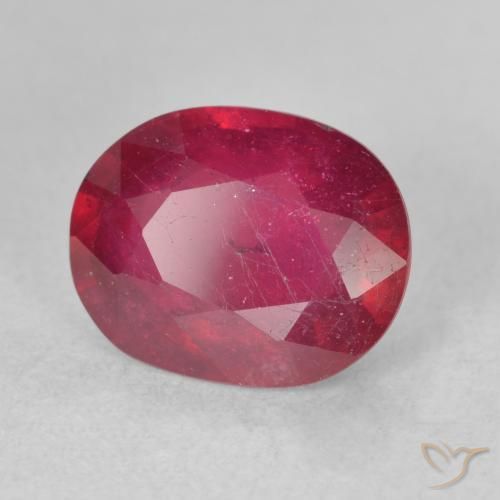 3.60 ct Red Ruby Stone, Natural Ruby in Oval Facet Shape for Sale